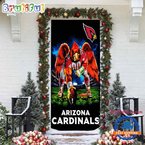 NFL Arizona Cardinals Football Team Christmas Door Cover, Football Christmas Door Wrap