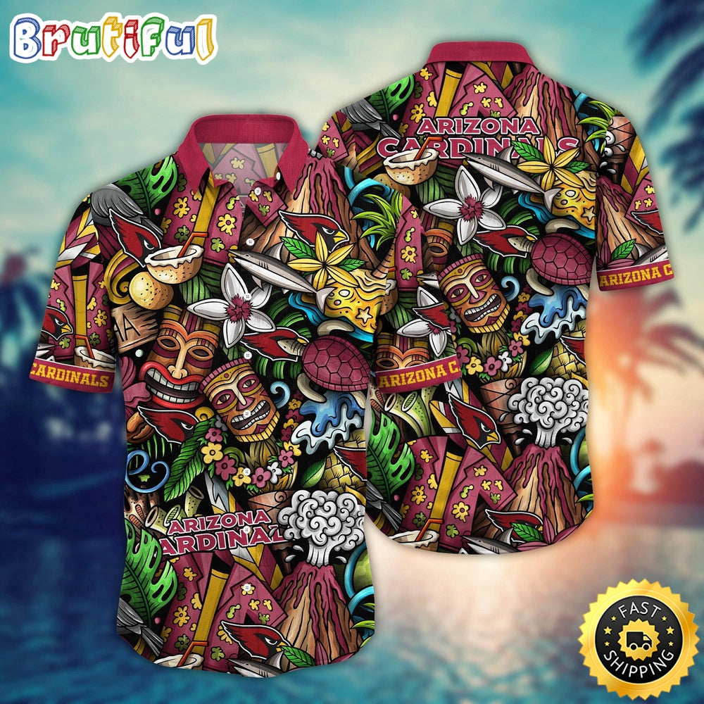 NFL Arizona Cardinals Hawaii Shirt Flower Tiki Me Off Aloha Shirt