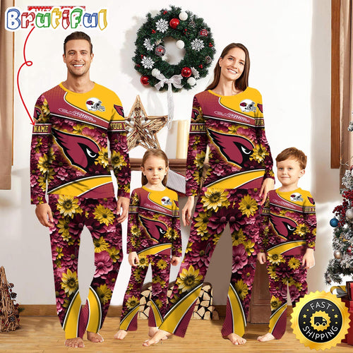 NFL Arizona Cardinals Pajamas Flower Sports For Family Custom Name Pajamas