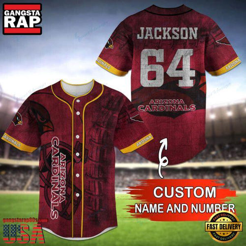 NFL Arizona Cardinals Custom Name Number Name Number Baseball Jersey Shirt
