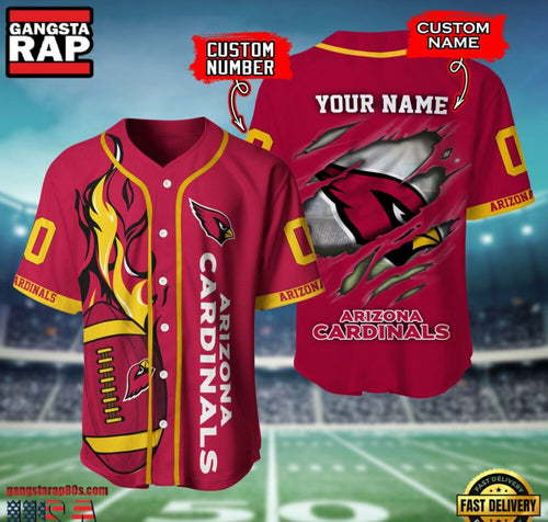 NFL Arizona Cardinals Team Logo Litmited Edition Baseball Jersey Shirt