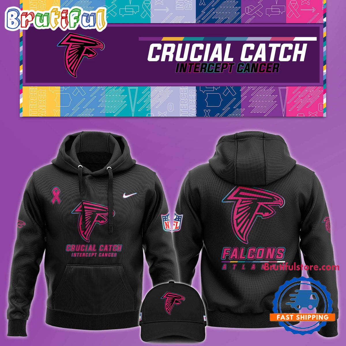 NFL Atlanta Falcons Crucial Catch Pink Breast Cancer Awareness New Unisex Hoodie, Sweatshirt, T Shirt