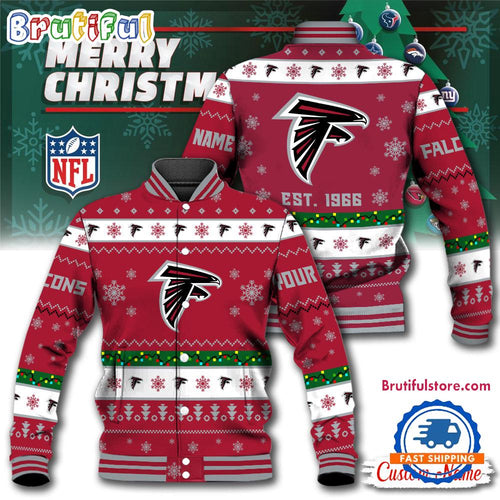 NFL Atlanta Falcons Snow Xmas Tree Christmas Custom Baseball Jacket