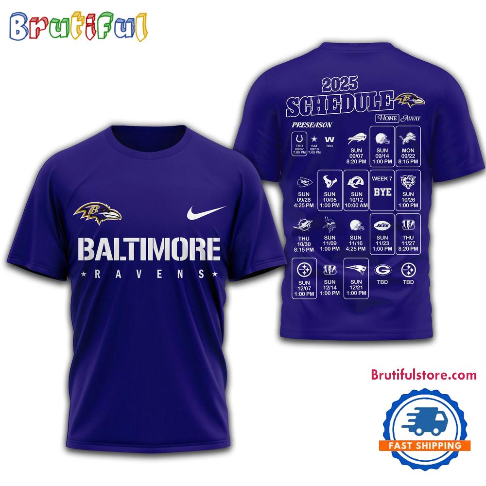 NFL Baltimore Ravens 2025 SCHEDULE Unisex 3D Shirt