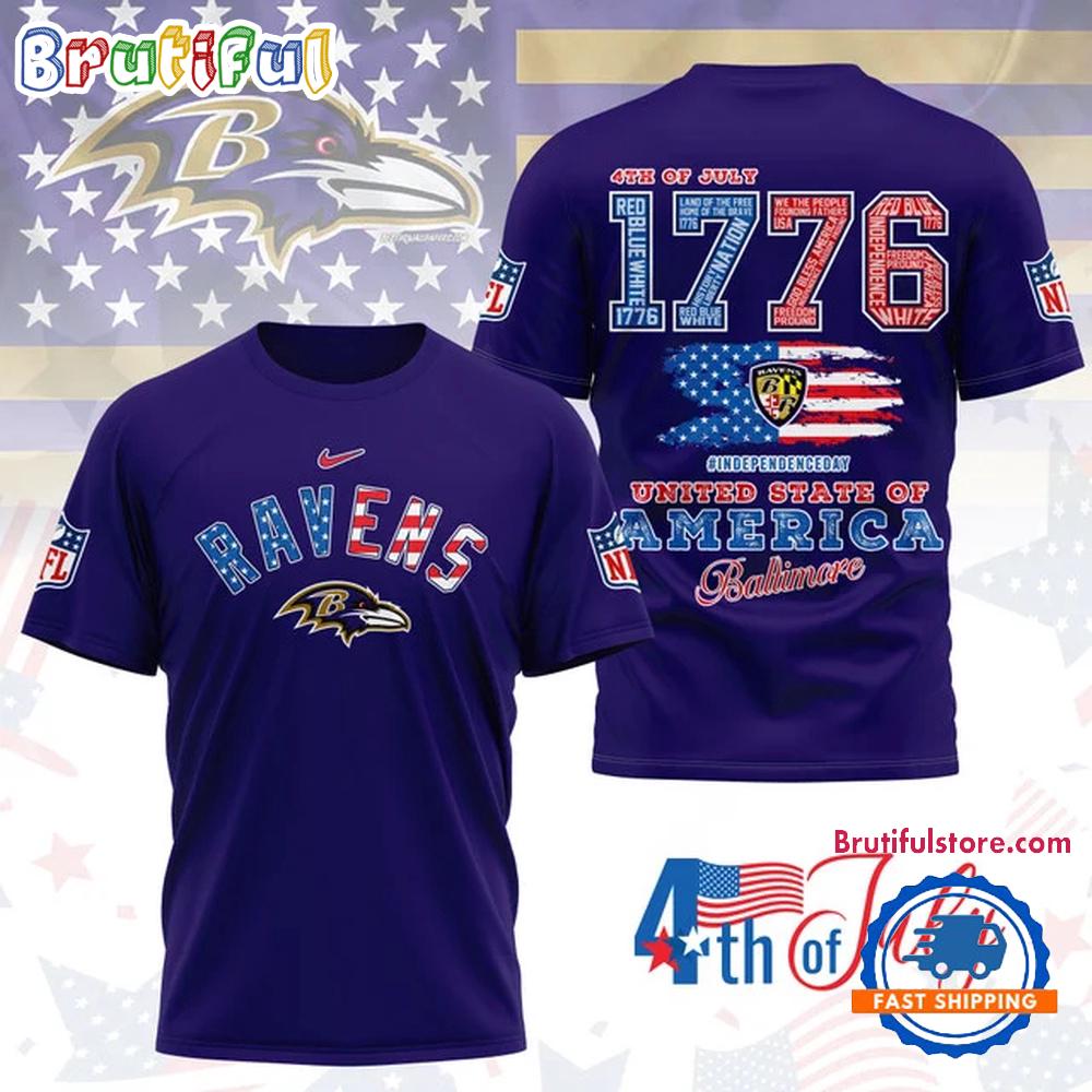 NFL Baltimore Ravens 4th of July Happy Independence Day 1776 3D Shirt