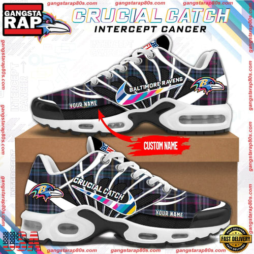NFL Baltimore Ravens Crucial Catch Intercept Cancer Air Max Plus Shoes Running Sneakers