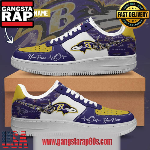 NFL Baltimore Ravens Custom Name Air Force 1 Running Sneakers Shoes
