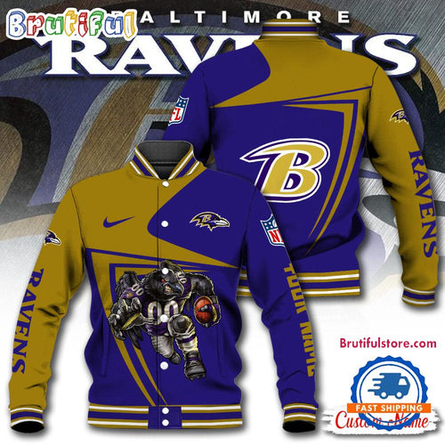 NFL Baltimore Ravens Football Mascot Limited New Design Baseball Jacket