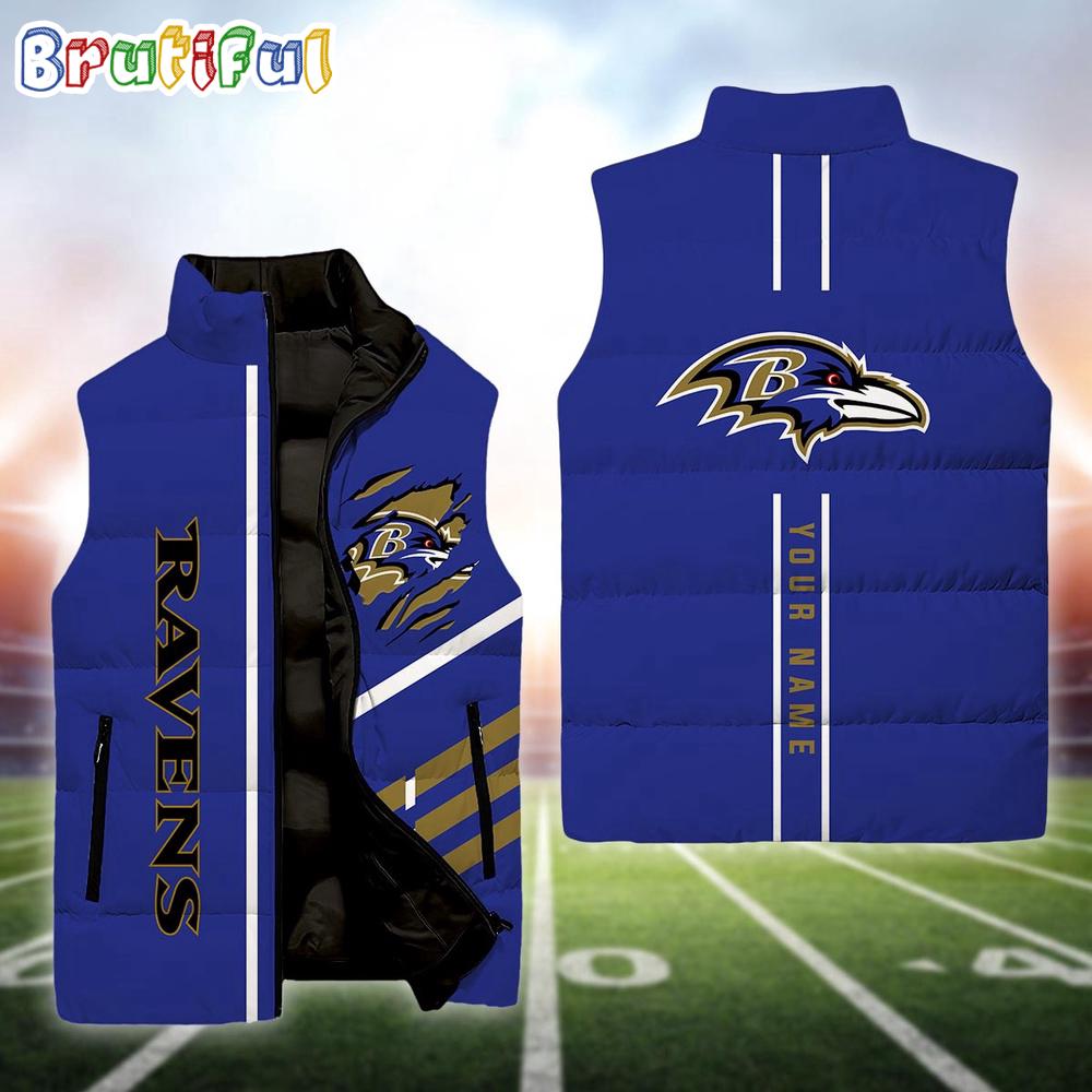 NFL Baltimore Ravens Football New Season Personalized Sleeveless Down Puffer Jacket