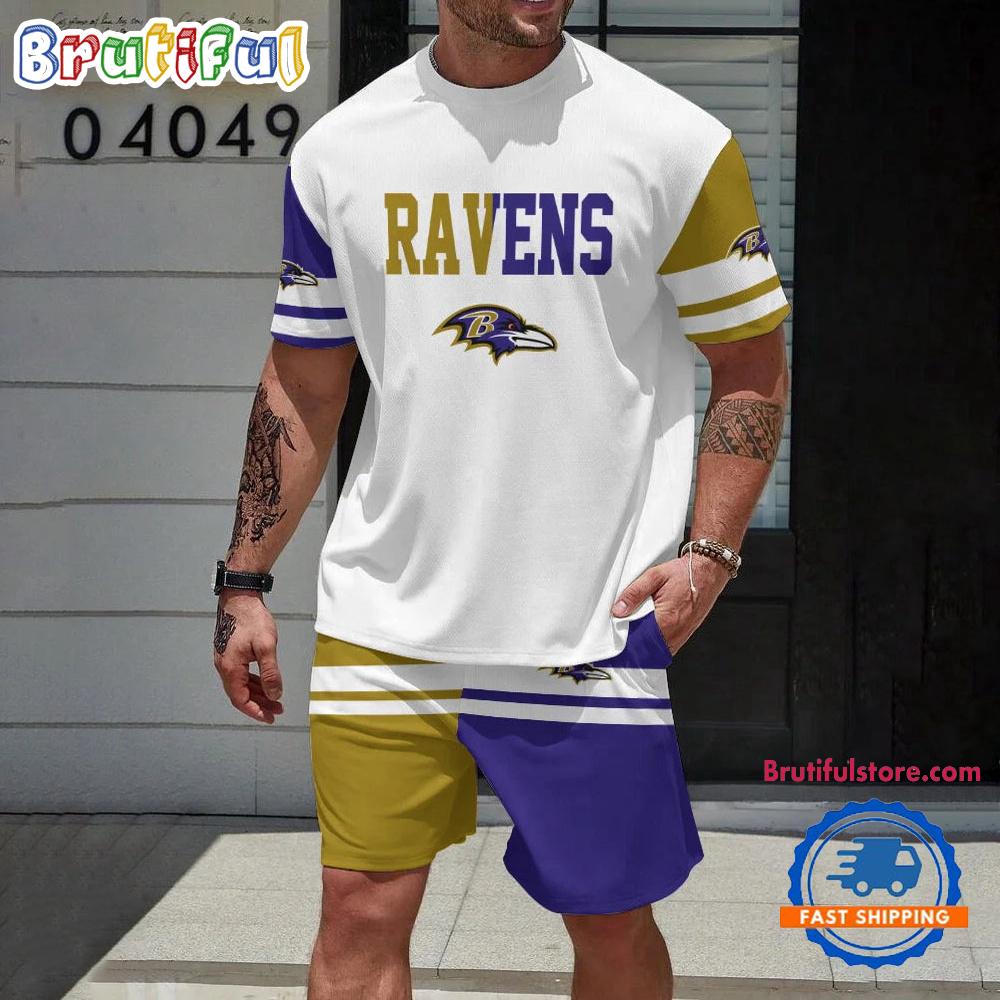 NFL Baltimore Ravens Football Summer T Shirt And Shorts Set