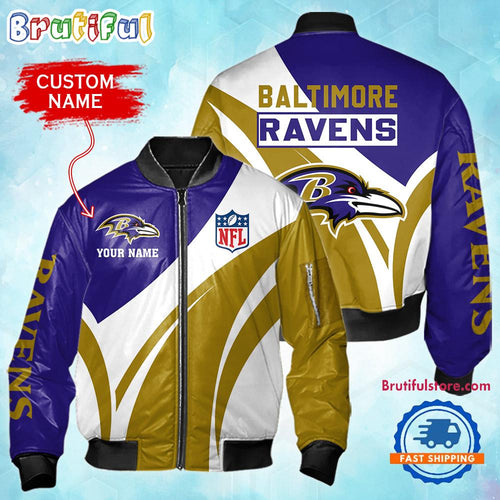 NFL Baltimore Ravens Football Team Logo Personalized Bomber Jacket