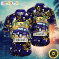 NFL Baltimore Ravens Hawaii Shirt Car Plam Tree Aloha Shirt