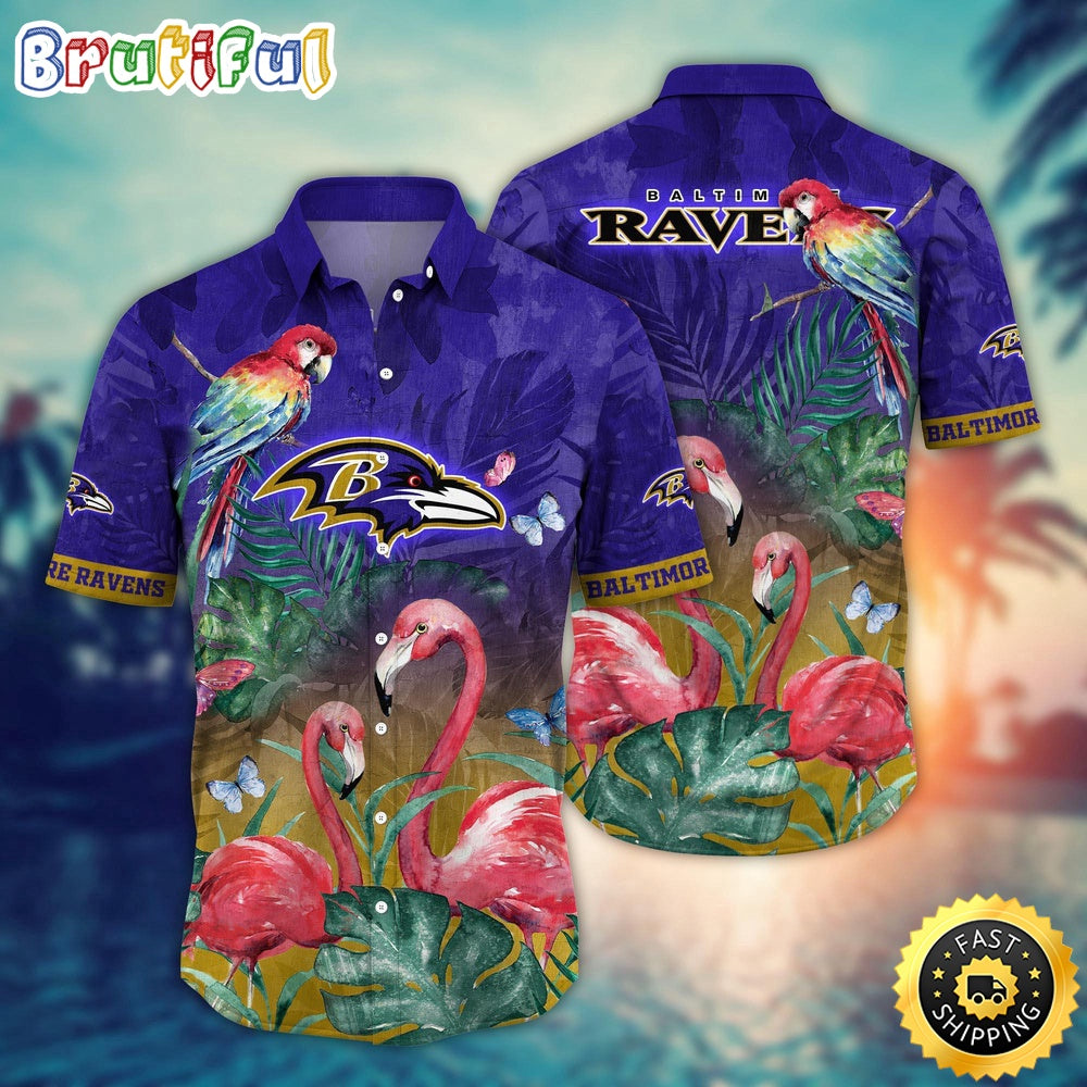 NFL Baltimore Ravens Hawaii Shirt Flamingo And Flower Aloha Shirt