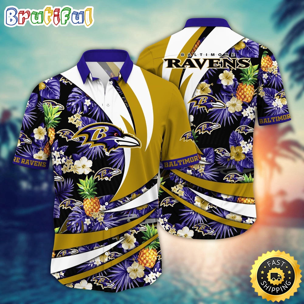 NFL Baltimore Ravens Hawaii Shirt Flower Classic Hawaiian Prints