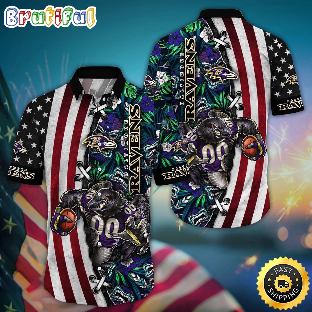 NFL Baltimore Ravens Hawaii Shirt Mascot Aloha Summer Shirt