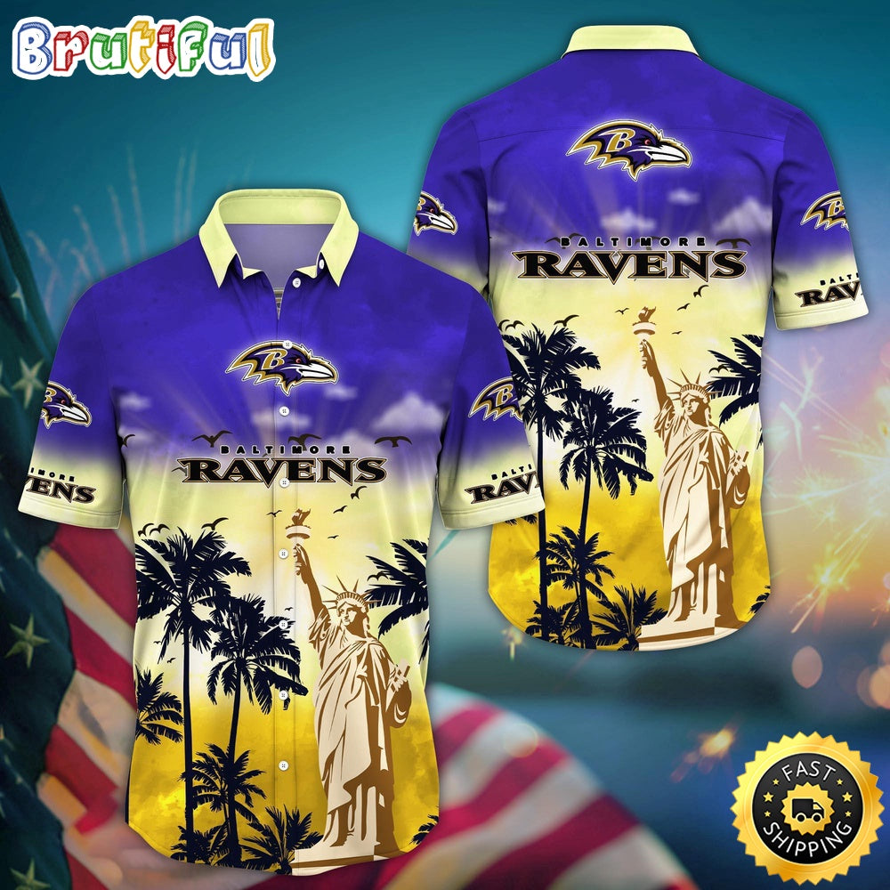 NFL Baltimore Ravens Hawaii Shirt Statue Of Liberty Aloha Shirt