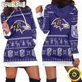 NFL Baltimore Ravens Hoodie Dress Christmas Print Hoodie Dress For Women