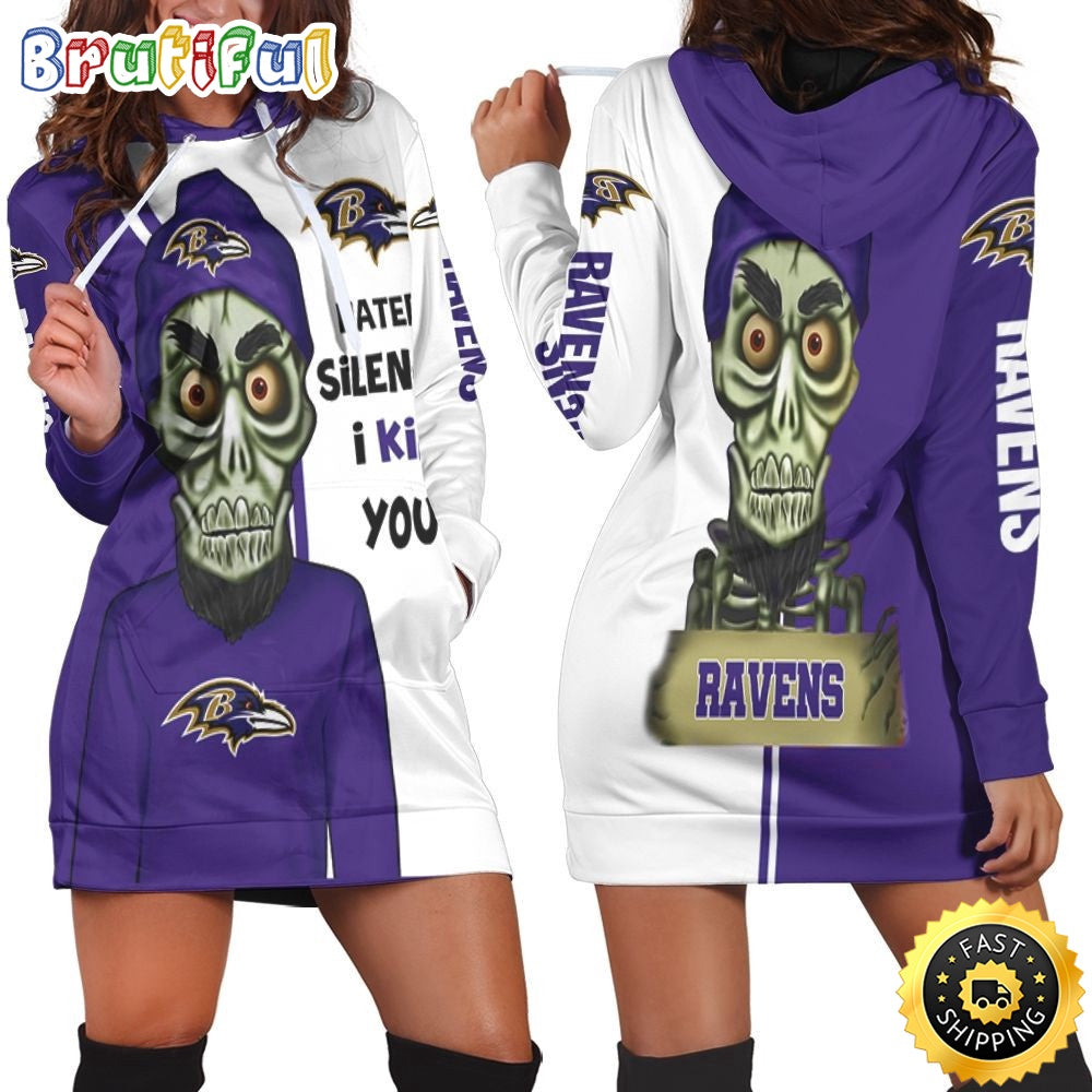 NFL Baltimore Ravens Hoodie Dress Haters I Kill You Print 3D Hoodie Women For Fans