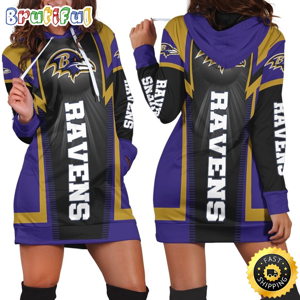 NFL Baltimore Ravens Hoodie Dress Print 3D Hoodie Women For Fans