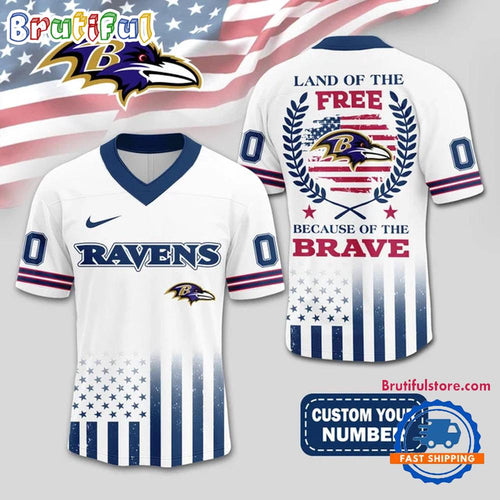 NFL Baltimore Ravens Land Of The Free Because of The Brave Football Jersey