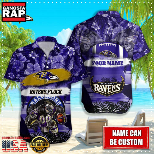NFL Baltimore Ravens Mascot Football Hawaiian Shirt For Men Women