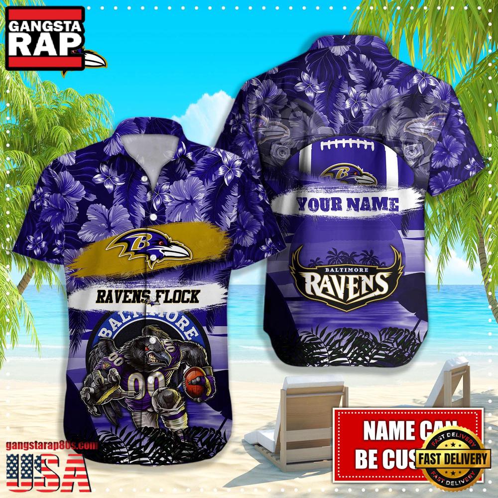 NFL Baltimore Ravens Mascot Football Aloha Hawaiian Shirt