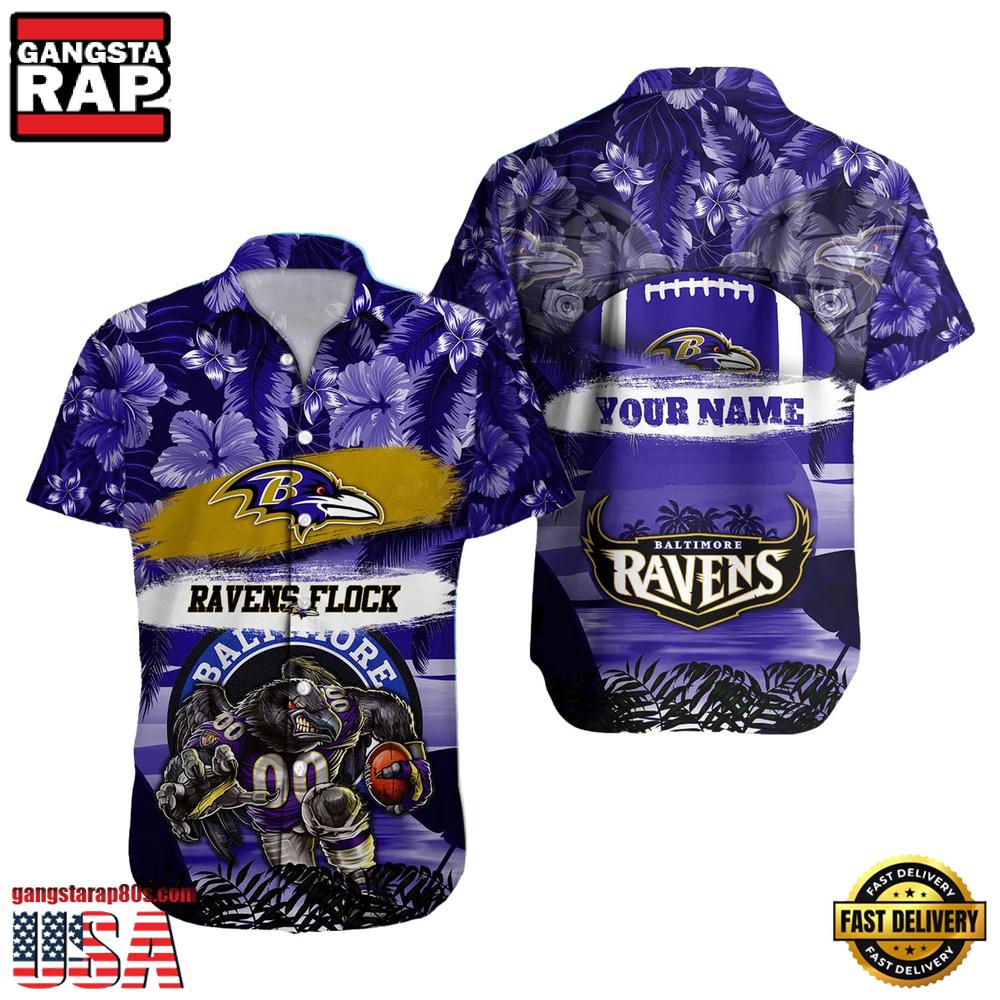 NFL Baltimore Ravens Mascot Football Aloha Hawaiian Shirt
