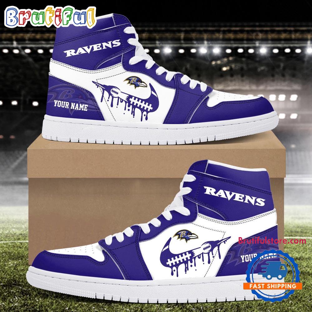 NFL Baltimore Ravens New Season Custom Air Jordan 1 Hightop Shoes