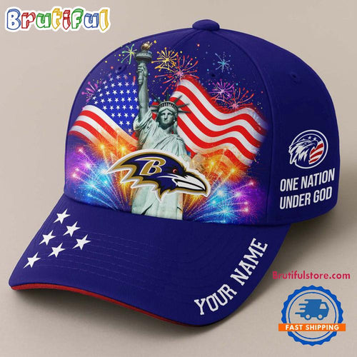 NFL Baltimore Ravens One Nation Under God Happy Independence Day Custom Classic Cap