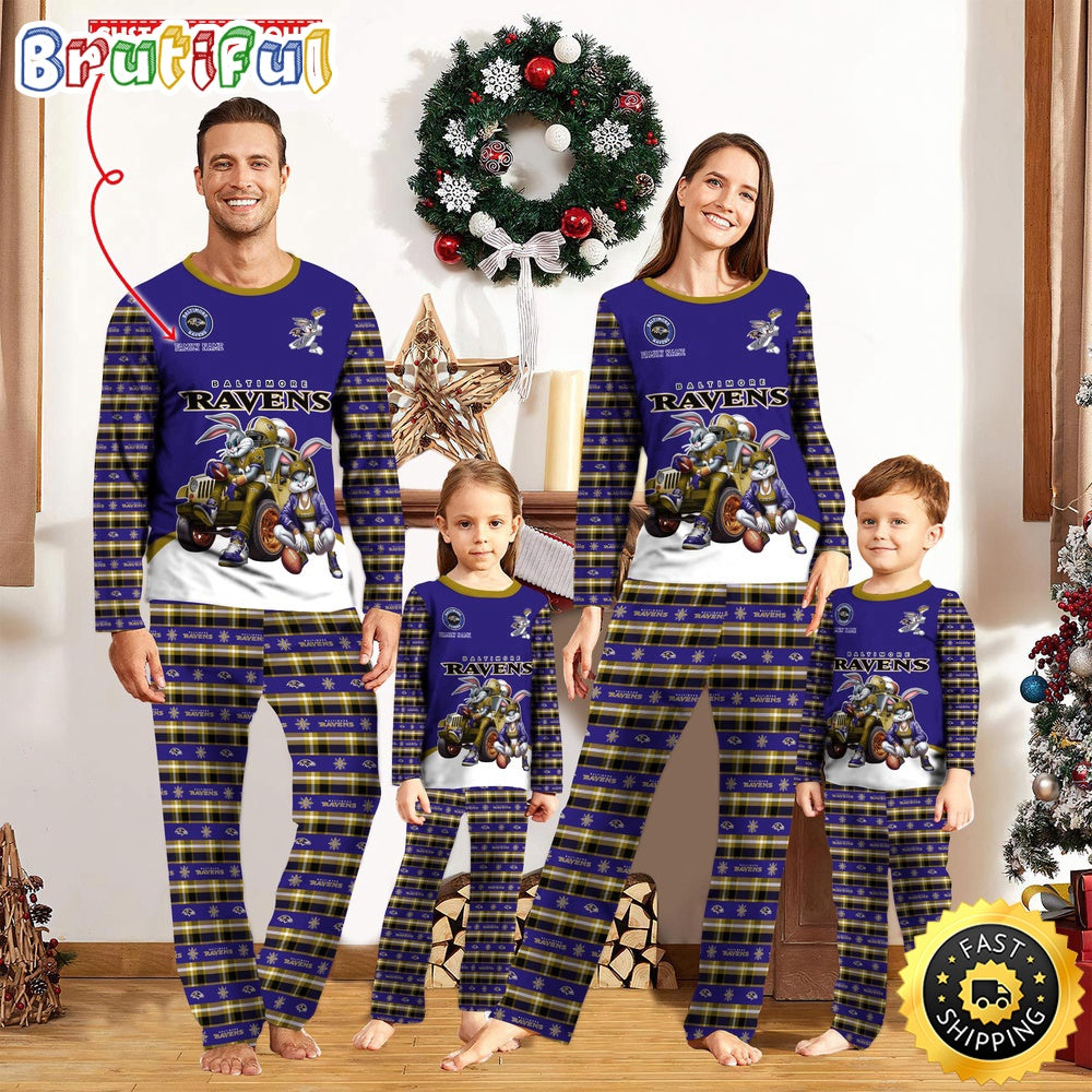 NFL Baltimore Ravens Pajamas Bunny Sports For Family Custom Name Pajamas
