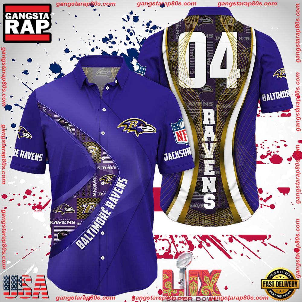 NFL Baltimore Ravens Super Bowl LIX 2025 Custom Aloha Hawaiian Shirt