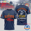NFL Baltimore Ravens US Marines 250 Years Est.1775 Unisex 3D T Shirt