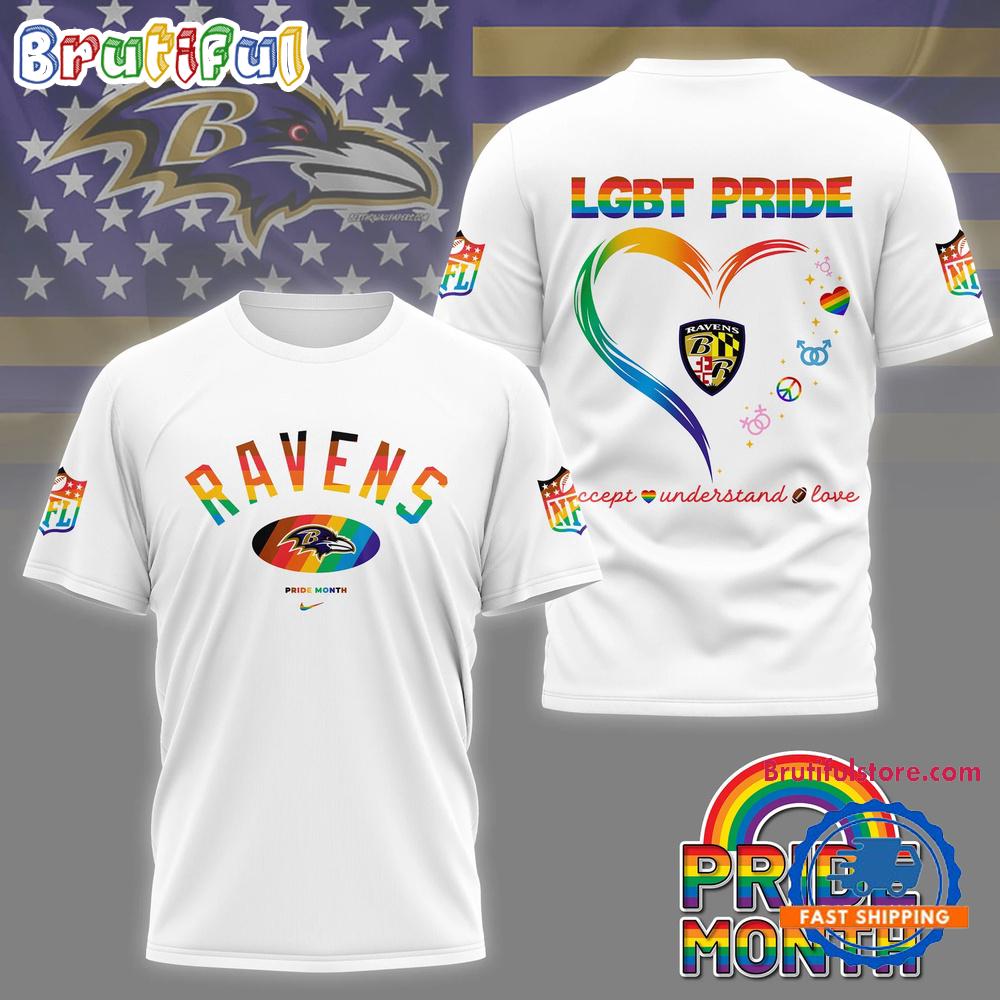 NFL Baltimore Ravens x Pride Month 2025 3D Shirt, Football Accept Understand Love TShirt