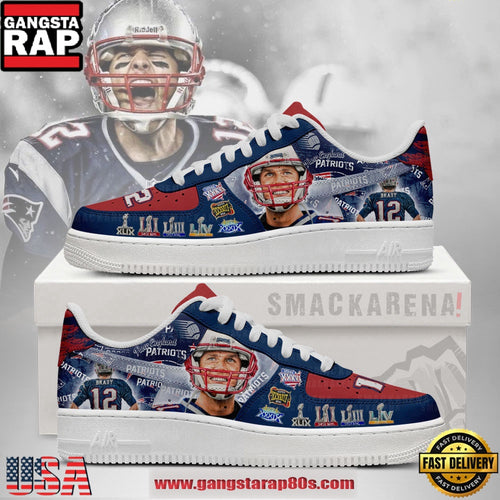 NFL Brady New England Patriots Trending Football Sneakers Nike Air Force 1 Shoes