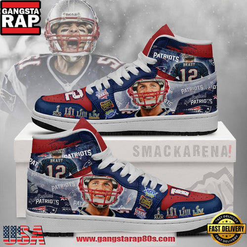 NFL Brady New England Patriots Trending Football Sneakers Nike Air Jordan 1 Shoes