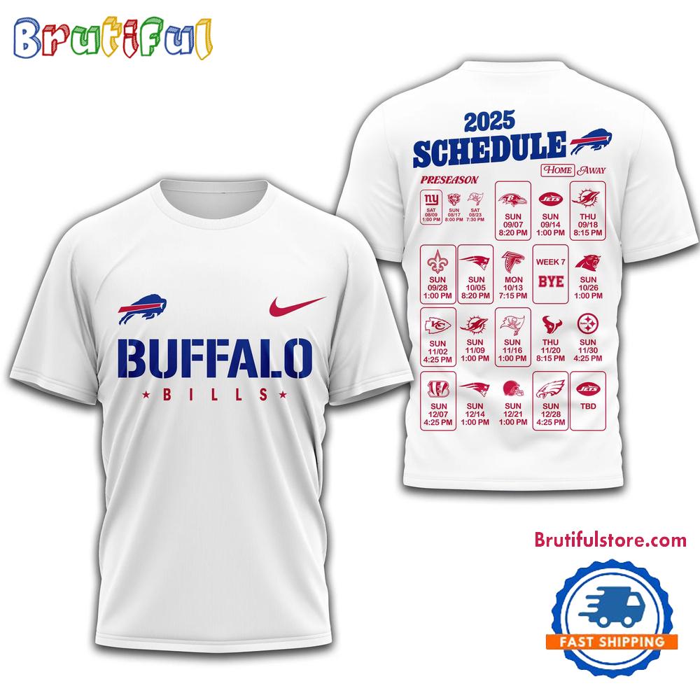 NFL Buffalo Bills 2025 SCHEDULE All Over Print Shirt, 2025 Football Schedule Shirts