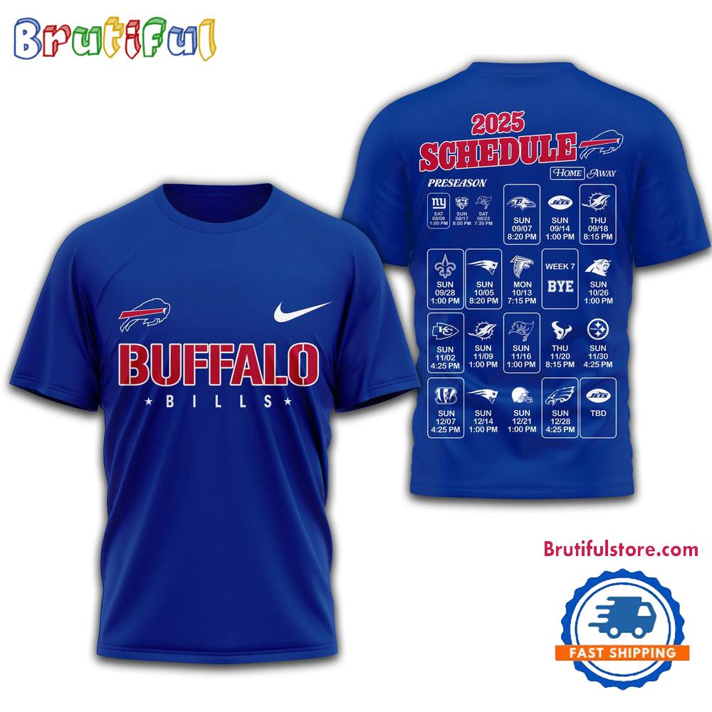 NFL Buffalo Bills 2025 SCHEDULE Unisex 3D Shirt