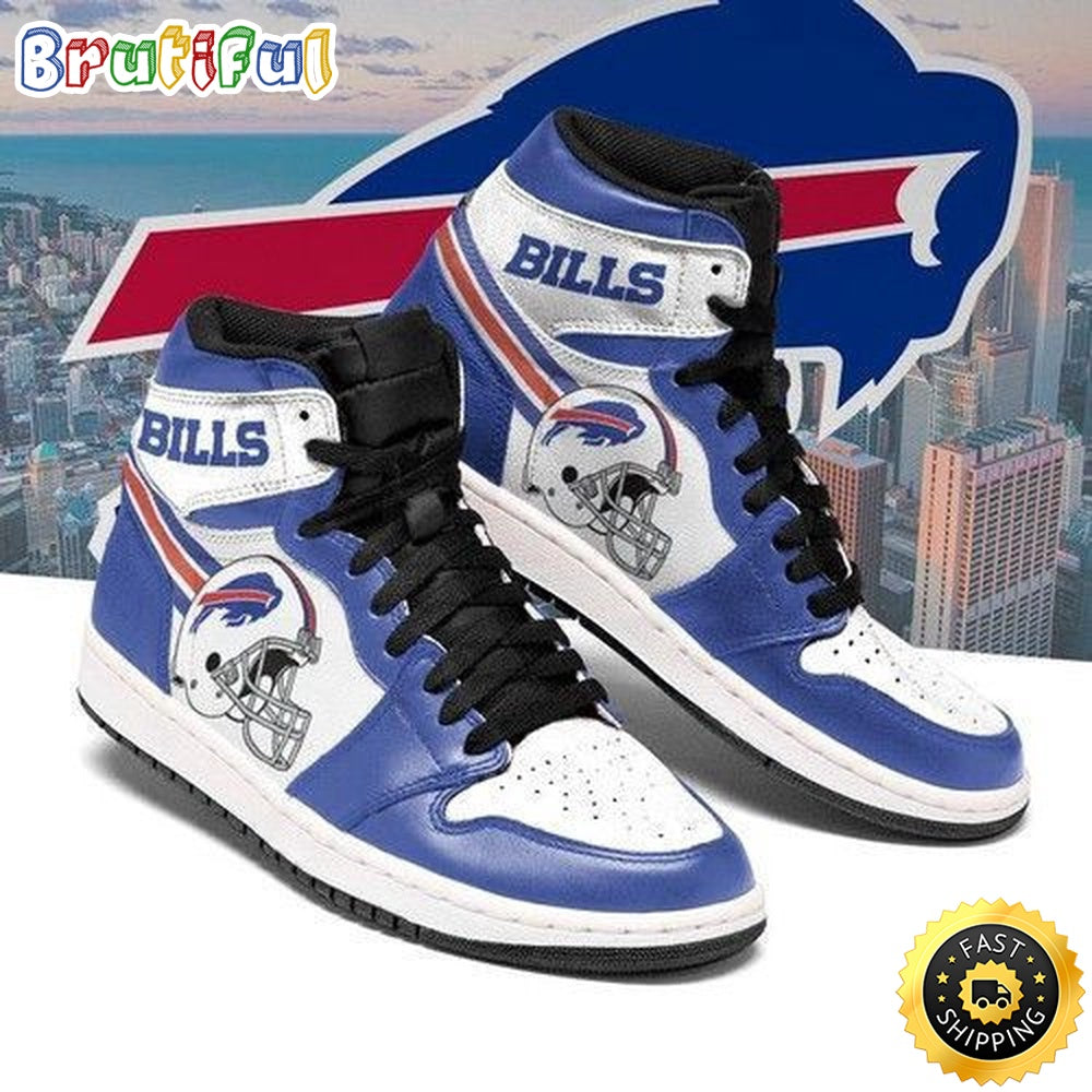 NFL Buffalo Bills Blue White Helmet Air Jordan 1 High Sneakers