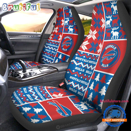 NFL Buffalo Bills Design Christmas Car Seat Covers, Football Xmas Car Decor