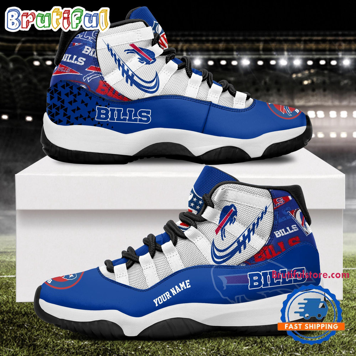 NFL Buffalo Bills Football Team Custom Air Jordan 11 Shoes