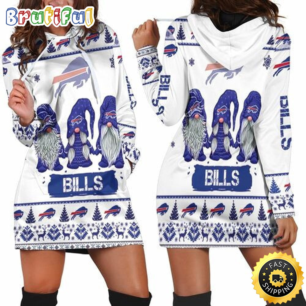 NFL Buffalo Bills Hoodie Dress Gnomes All Over Print Hoodie Women