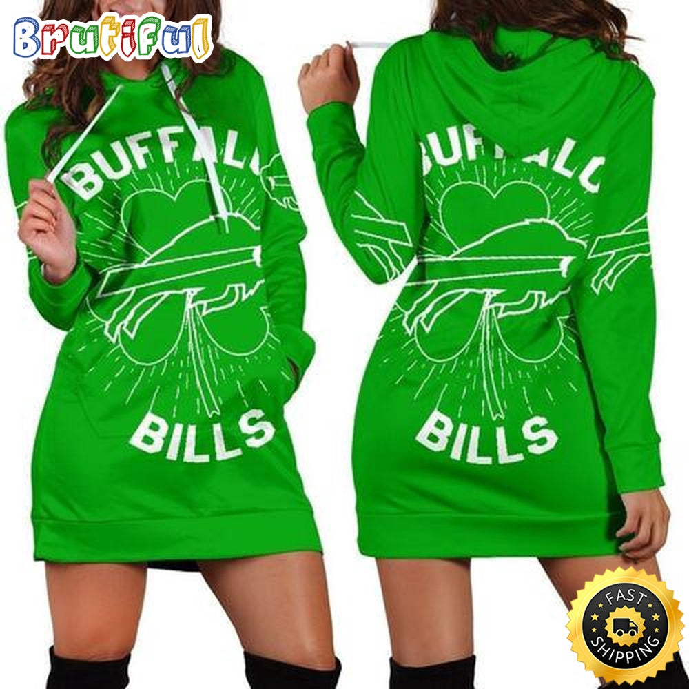 NFL Buffalo Bills Hoodie Dress St Patricks Day For Women Hoodie