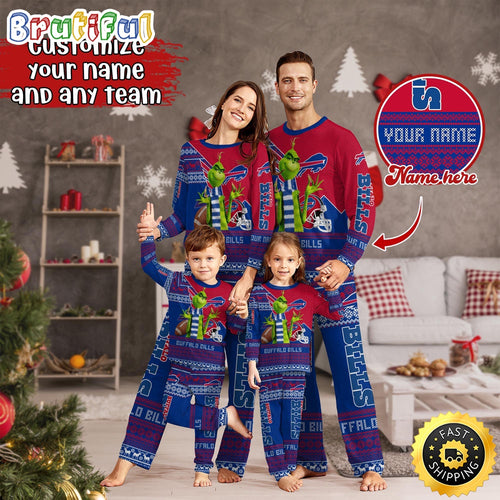 NFL Buffalo Bills Pajamas Christmas Sports For Family Custom Name Pajamas