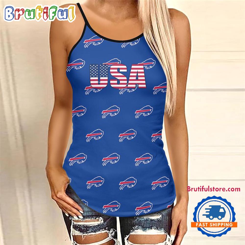 NFL Buffalo Bills USA Independence Day Women’s Criss Cross Tank Top
