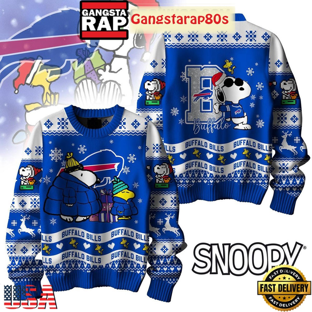 NFL Buffalo Bills x Peanuts Snoopy New Design 2025 Ugly Christmas Sweater