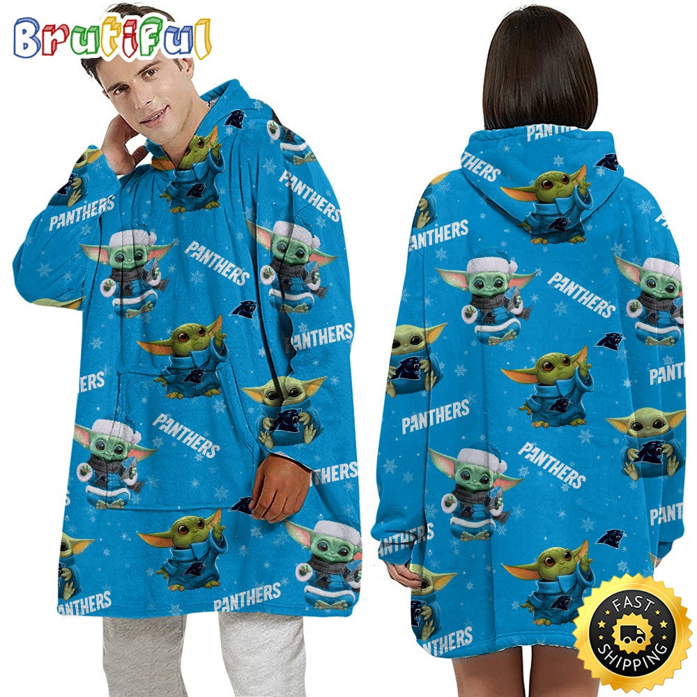 NFL Carolina Panthers Blanket Hoodie Baby Yoda Unisex Hoodie