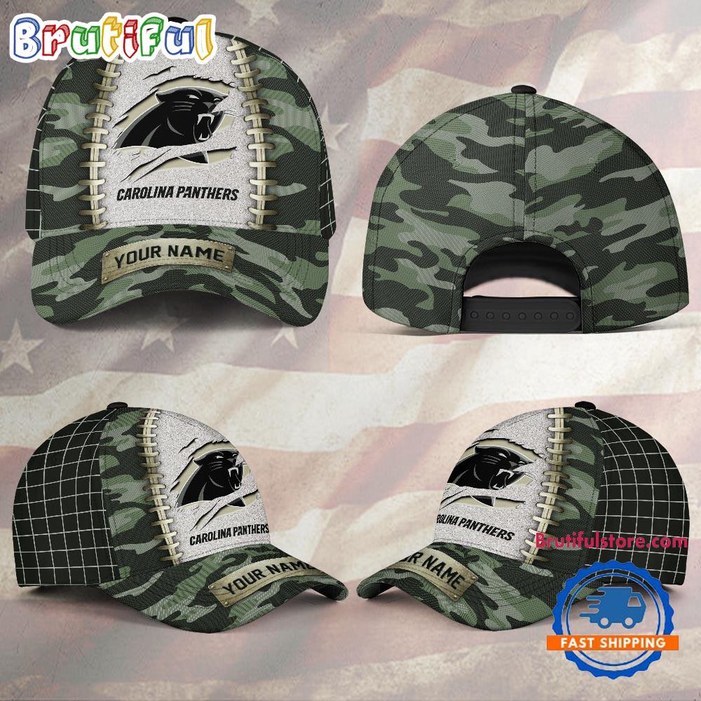 NFL Carolina Panthers Camo Hunting Custom Name Classic Cap