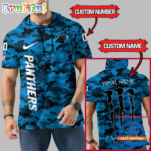 NFL Carolina Panthers Custom Name Camo Sleeveless Hoodie Design