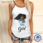 NFL Carolina Panthers Football Summer Women’s Criss Cross Tank Top