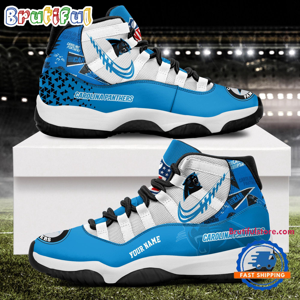 NFL Carolina Panthers Football Team Custom Air Jordan 11 Shoes